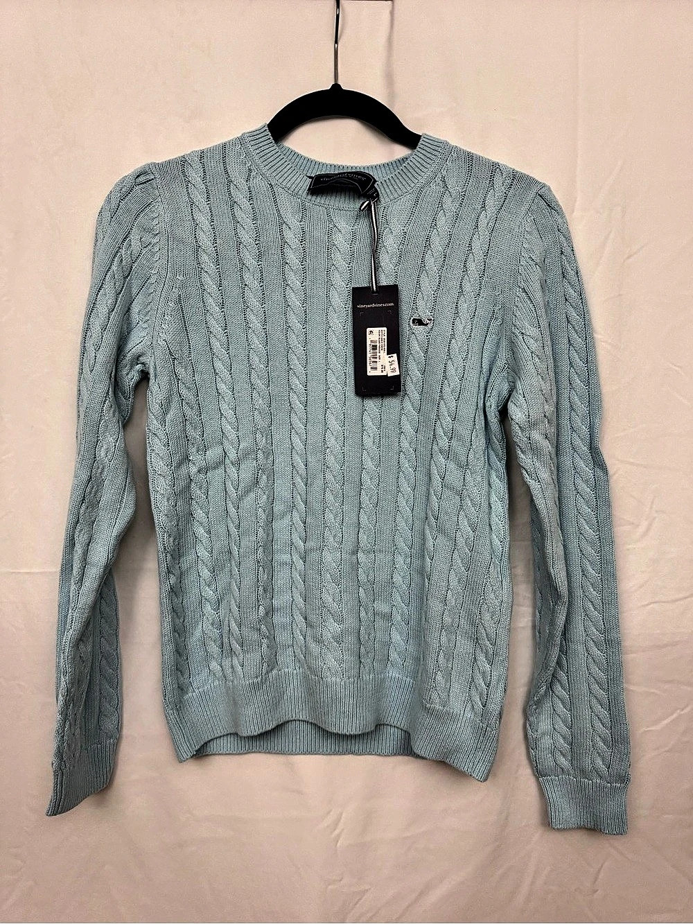 NWT Vineyard Vines Cable Knit Cotton Sweater in Blue Size Boys Large